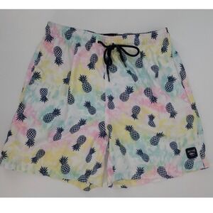 Spicy Tuna Mens Tie Dye Pineapple Print Swim Trunks Pastel Multicolor Medium
